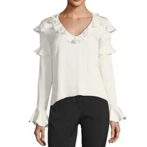 NWOT ALEXIS Blouse M Silk White Libbie Top Blouse Ruffle Lightweight